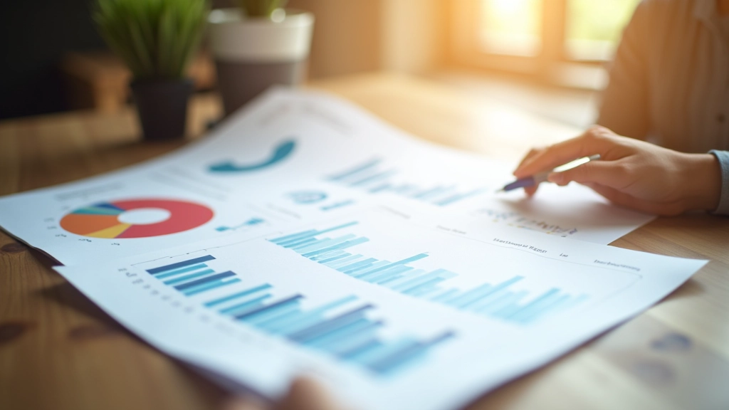 Tableau de bord analytique imprimé sur papier montrant des graphiques de performance et des métriques d'engagement
