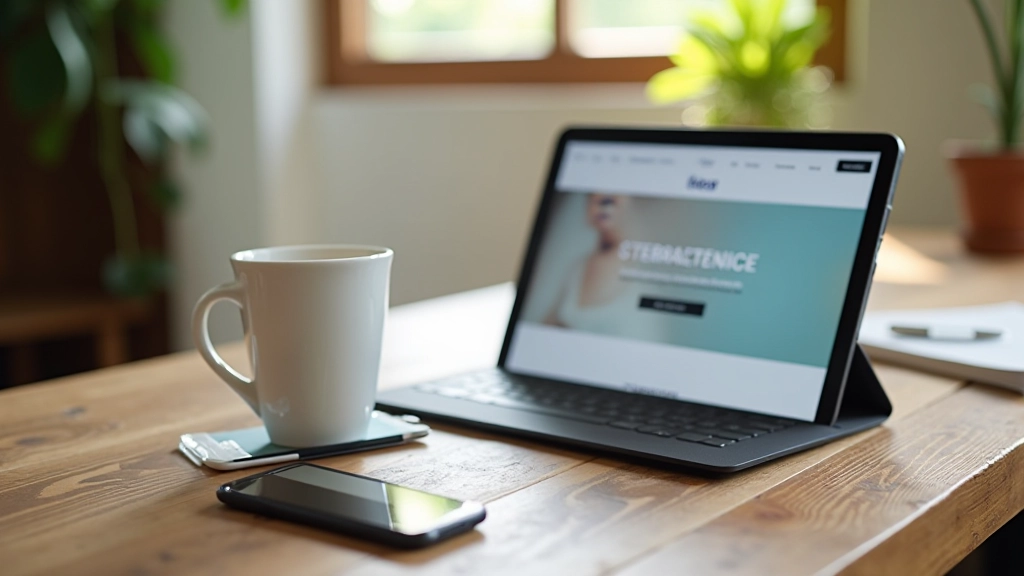 Téléphone et ordinateur portable côte à côte affichant la même landing page optimisée pour mobile et desktop